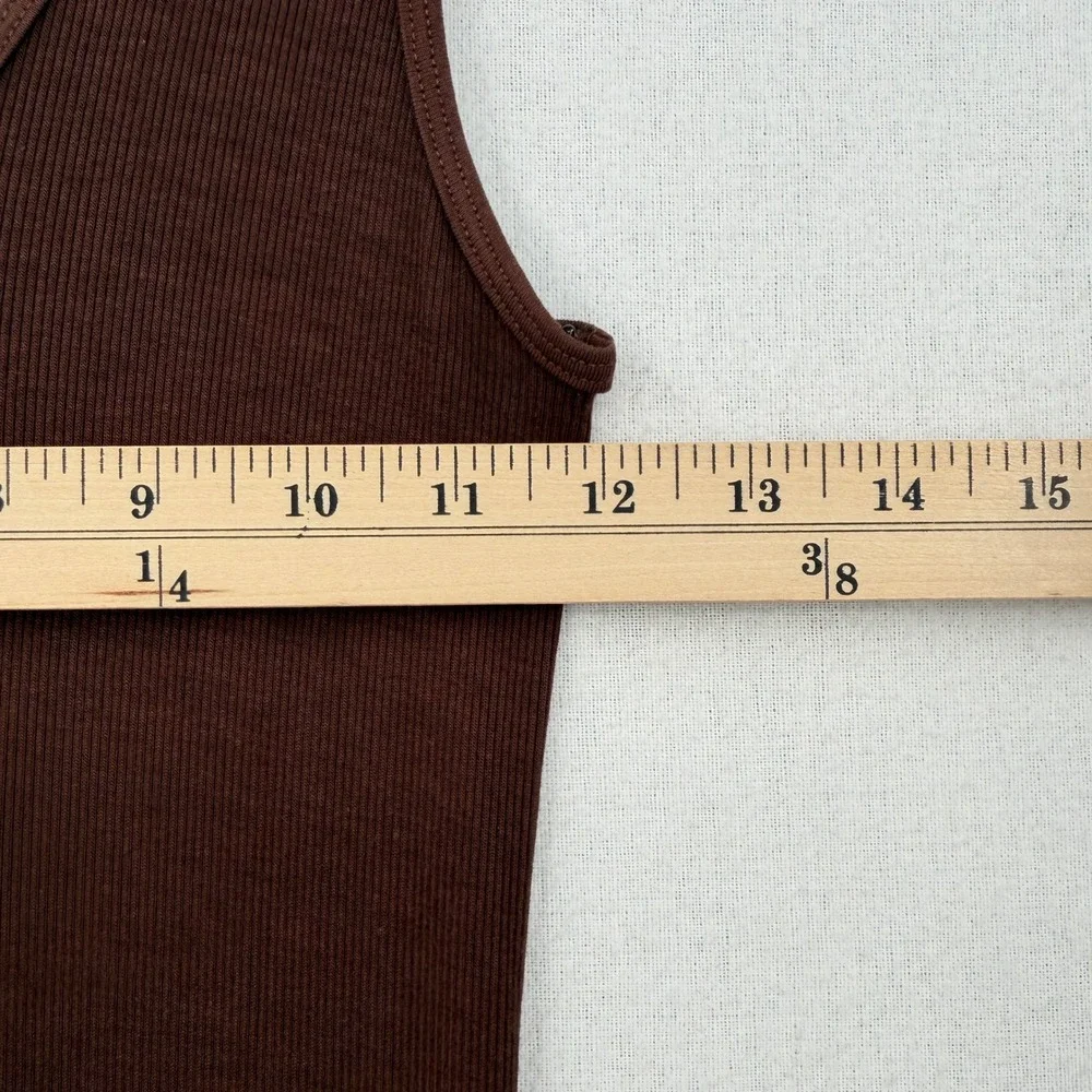 ENZA COSTA Silk Rib Knit Maxi Tank Dress Womens Small Brown Quiet Luxury NEW - Picture 4 of 12